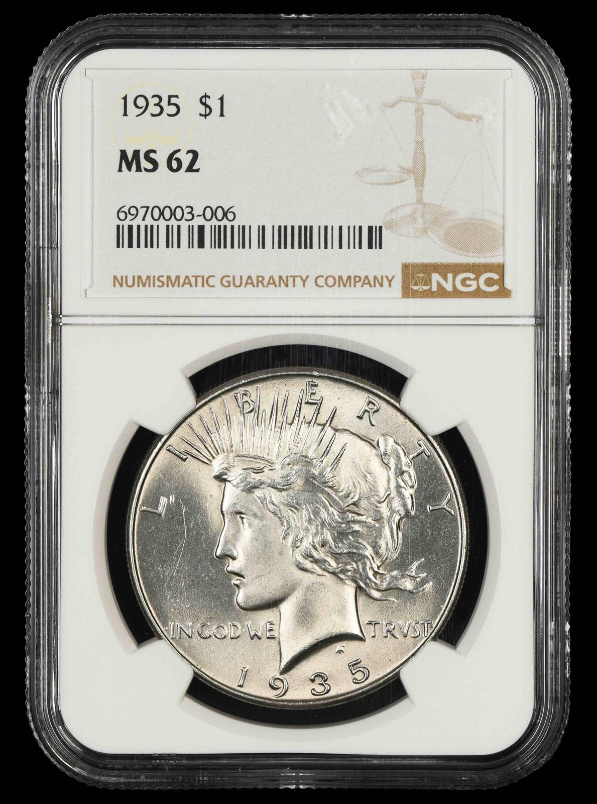 1935 $1 NGC MS 62