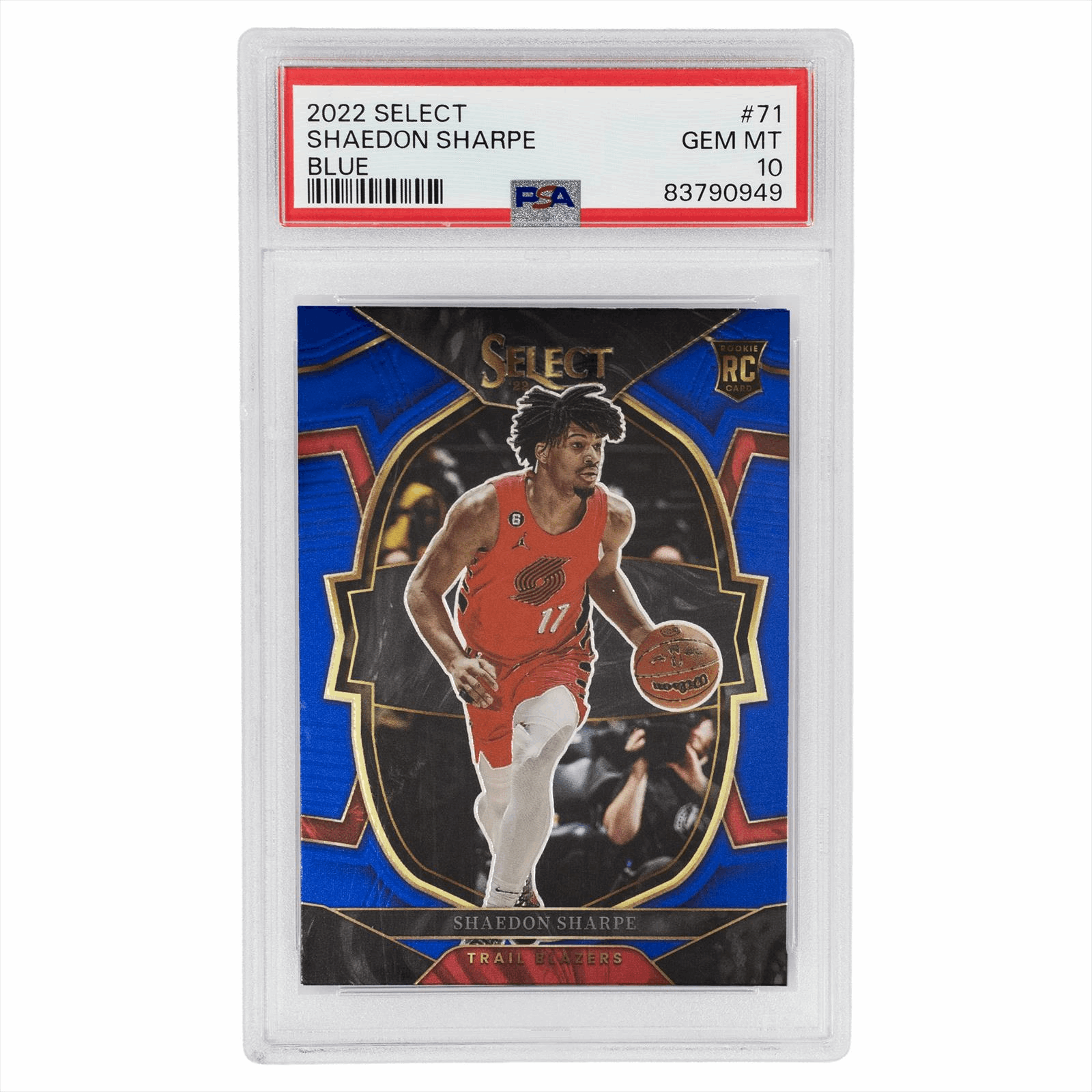 2022 Panini Select Shaedon Sharpe Blue #71 PSA GEM MT 10 Cert #83790949