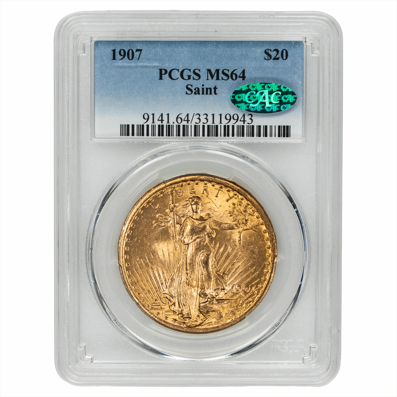 1907 St. Gaudens Gold Double Eagle $20 PCGS MS 64 CAC