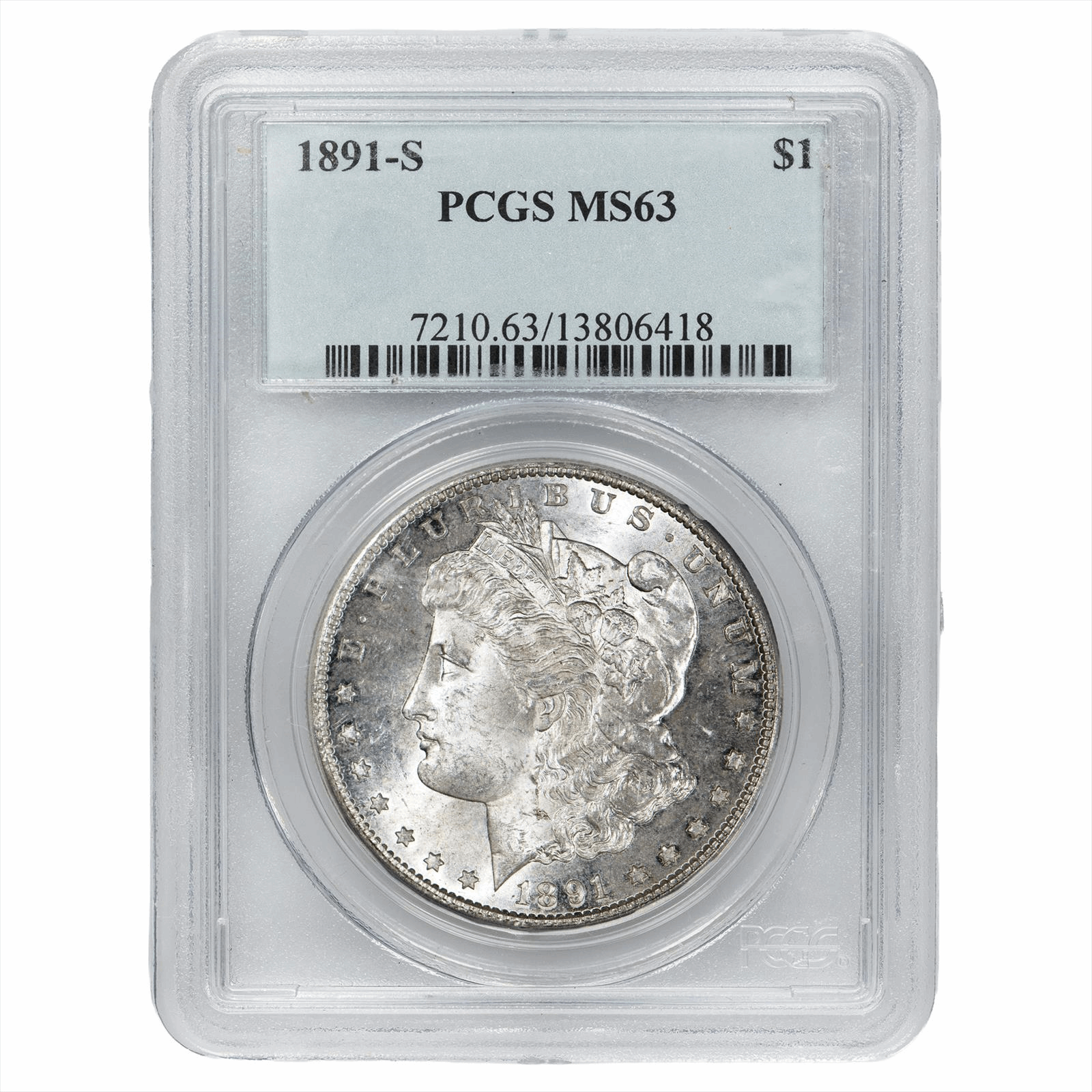 1891-S Morgan Silver Dollar $1 PCGS MS 63