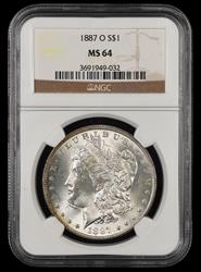 1887 O $1 NGC MS 64