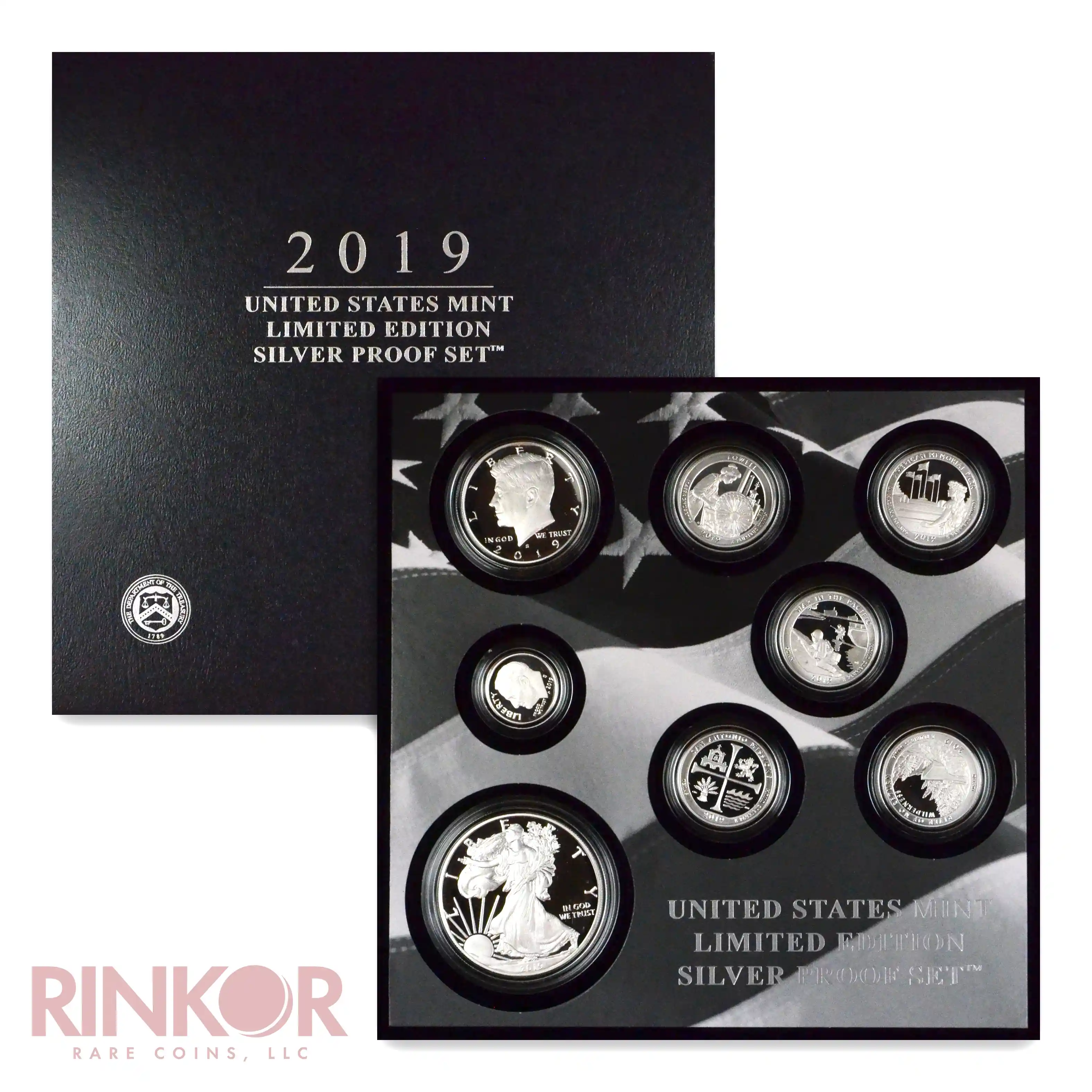 2019-S Limited Edition 8-Coin Silver Proof Set Box and CoA