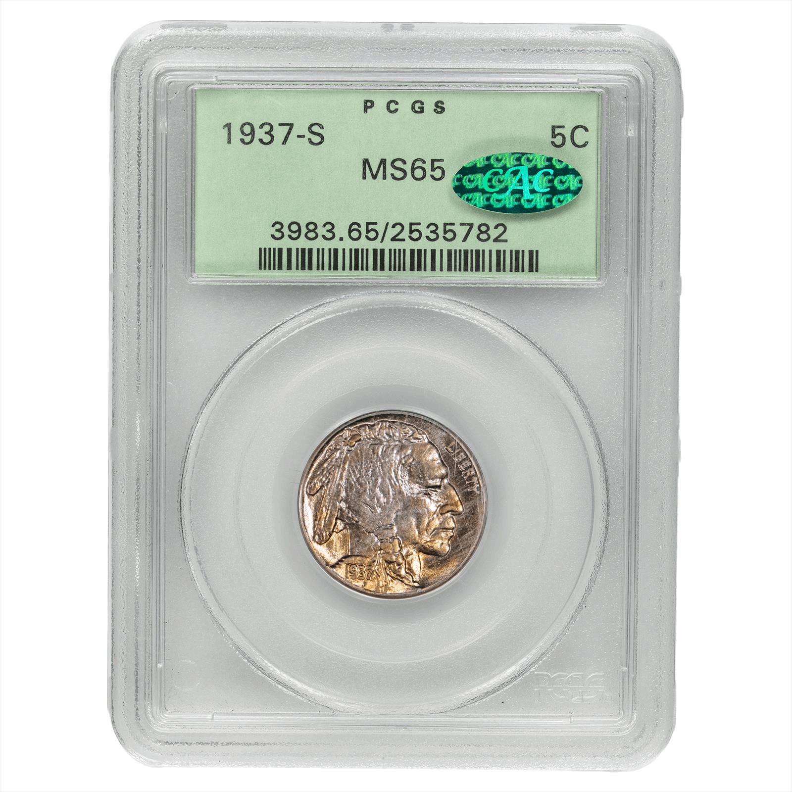 1937-S Buffalo Nickel 5C PCGS MS 65 CAC