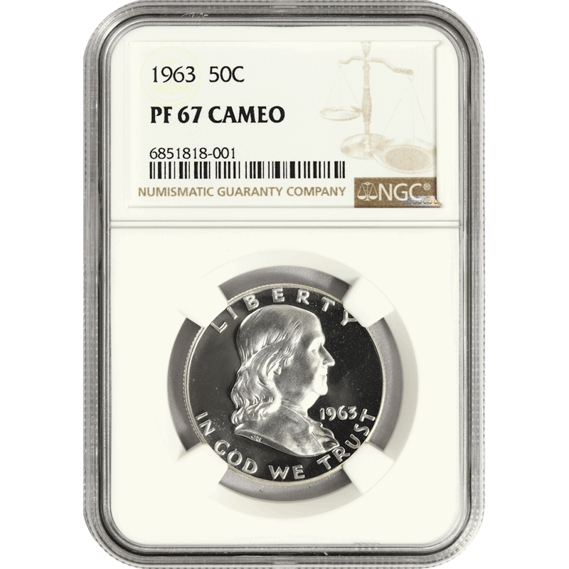 1963 Franklin Half Dollar 50c, NGC PF 67 - Nice White Coin