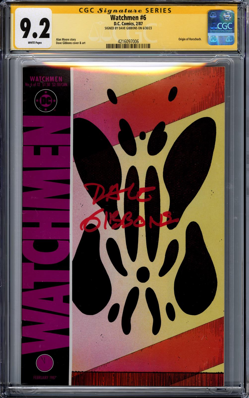 Watchmen #6 CGC Signature Series 9.2 (D.C., 1987) 