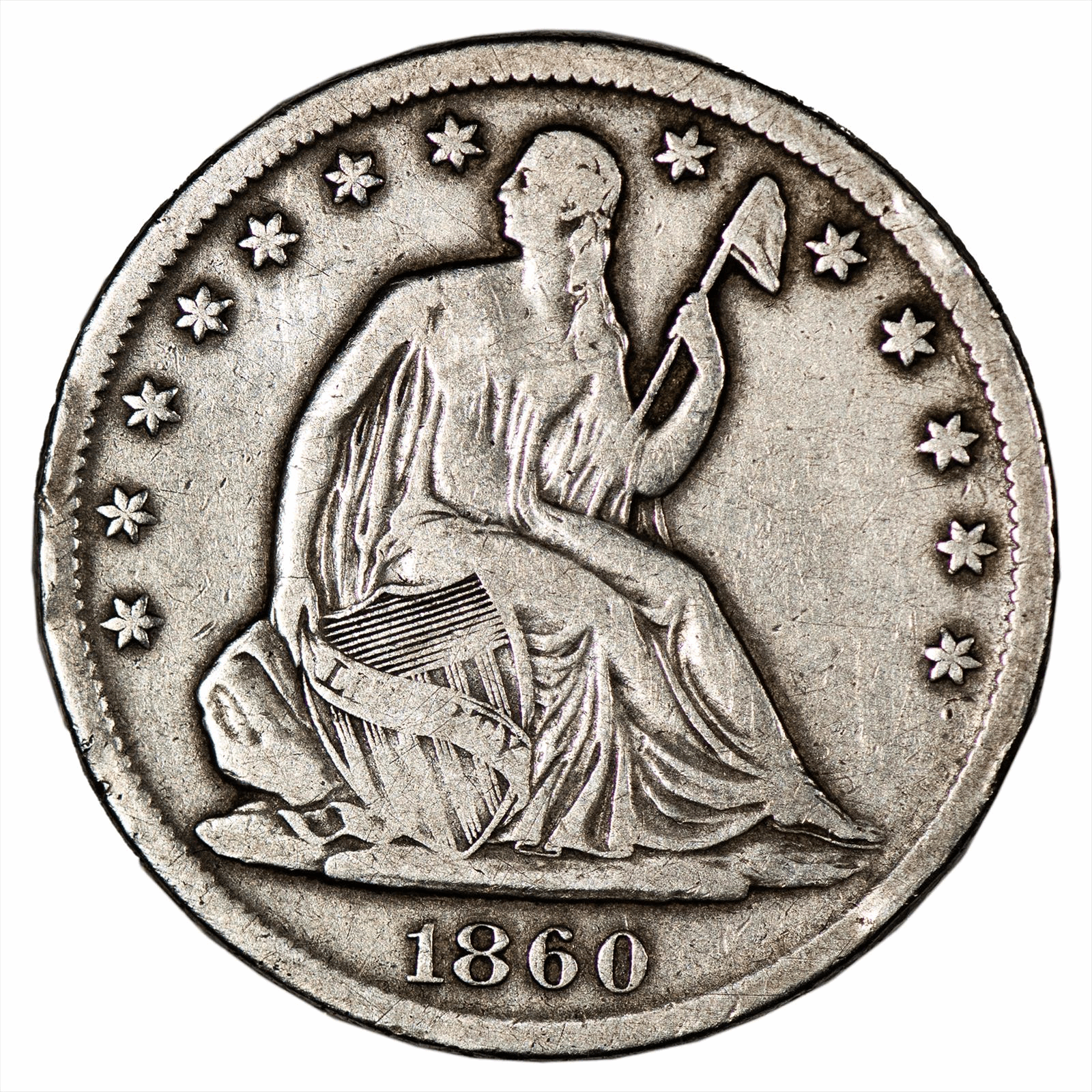1860S Seated Liberty Half Dollar 50C Raw 