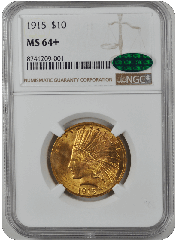 1915 $10 Indian Head NGC CAC MS 64+