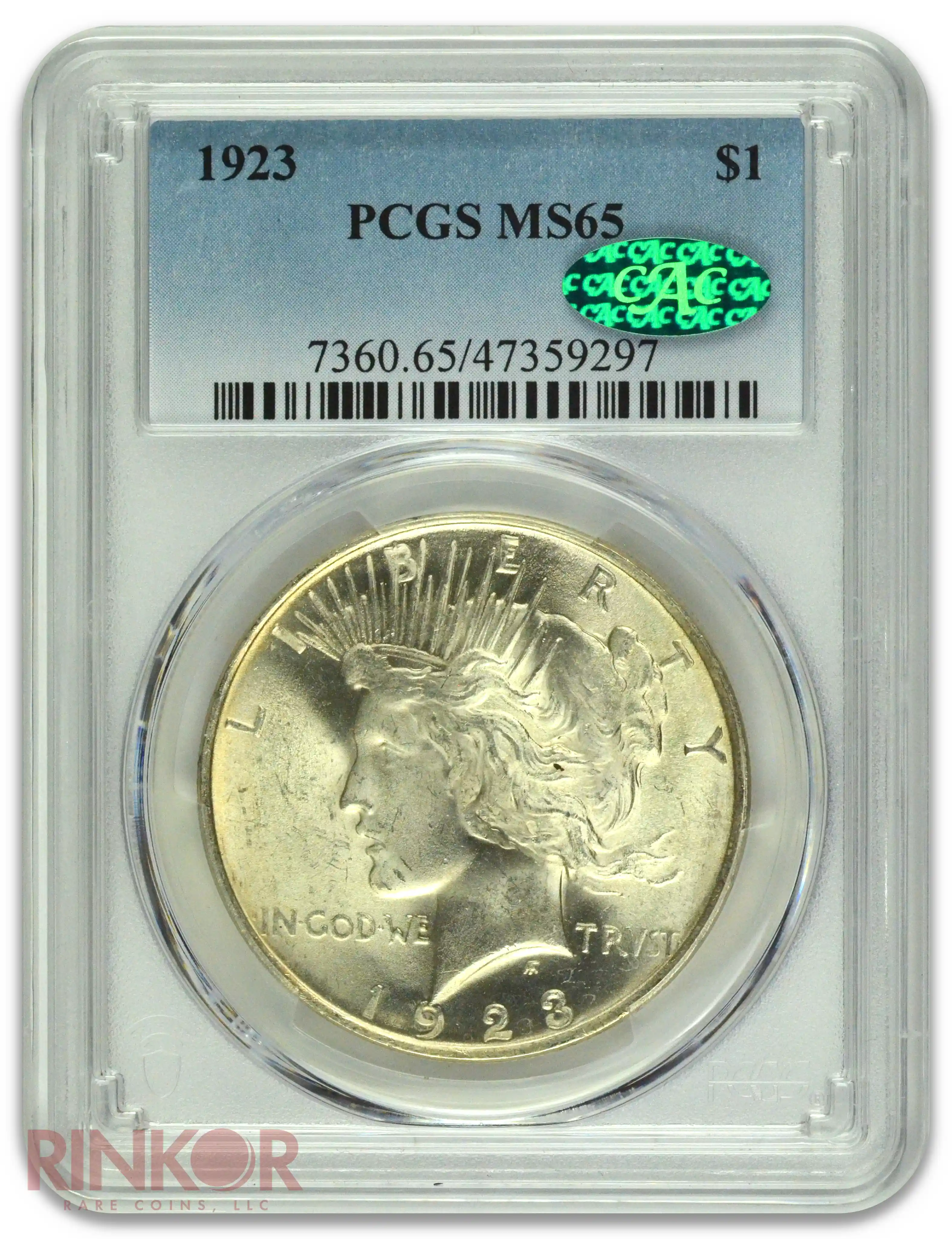 1923 $1 Peace Dollar PCGS MS 65 CAC