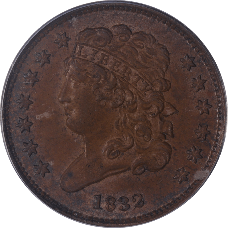 1832 Classic Head Half Cent 1/2c PCGS CAC MS 63BN 