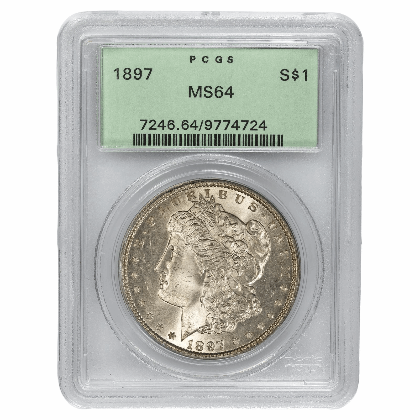 1897 Morgan Silver Dollar $1 PCGS MS 64