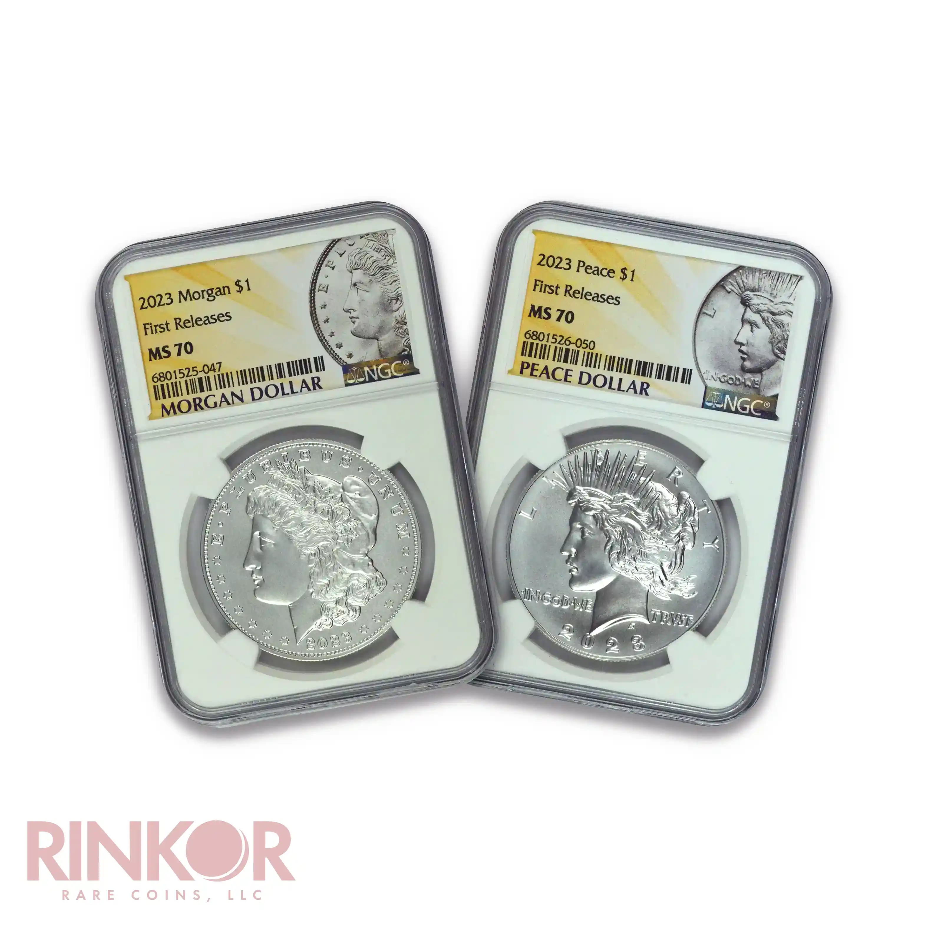 2023 $1 Morgan Dollar and Peace Dollar 2-Coin Set First Releases NGC MS 70