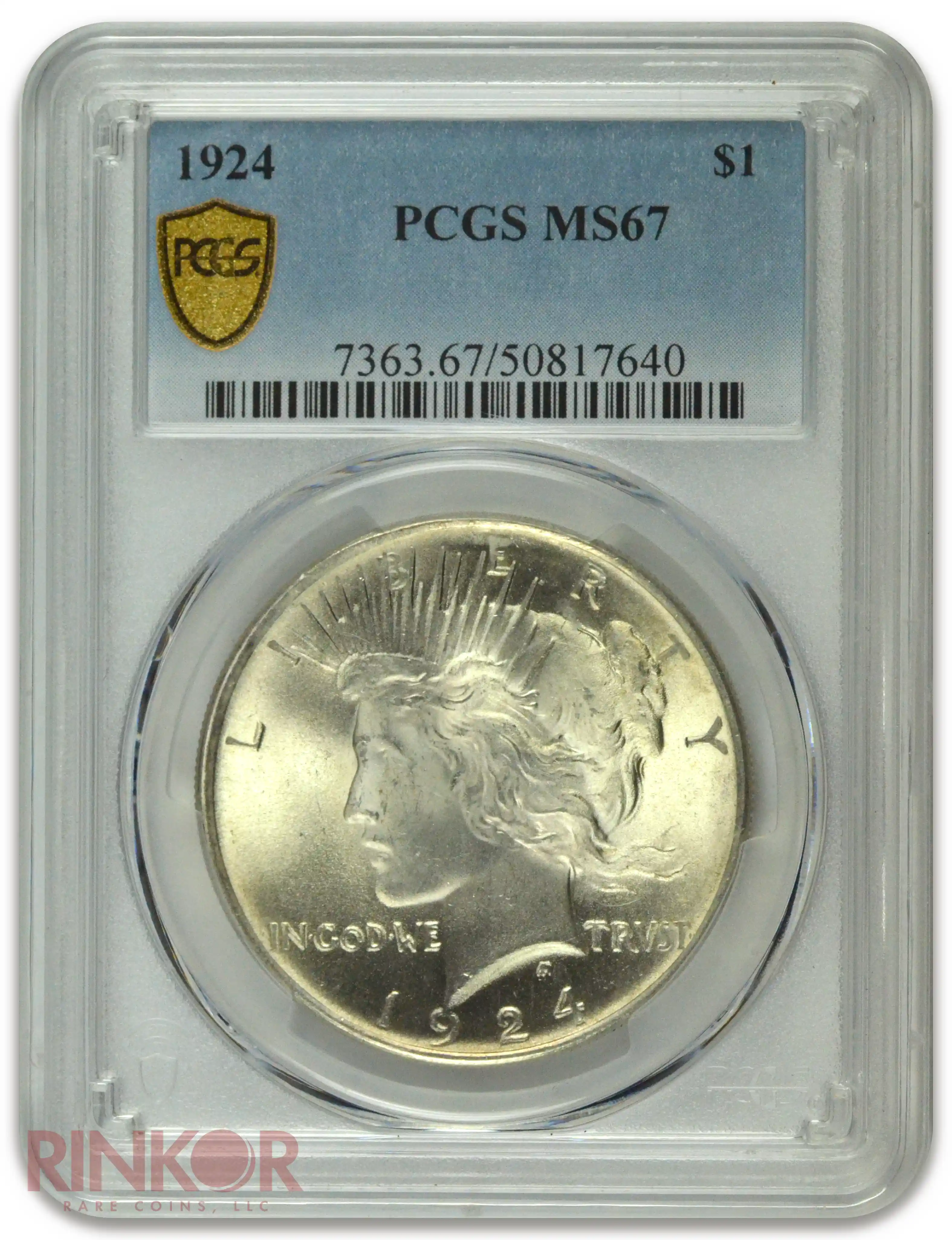 1924 $1 Peace Dollar PCGS MS 67