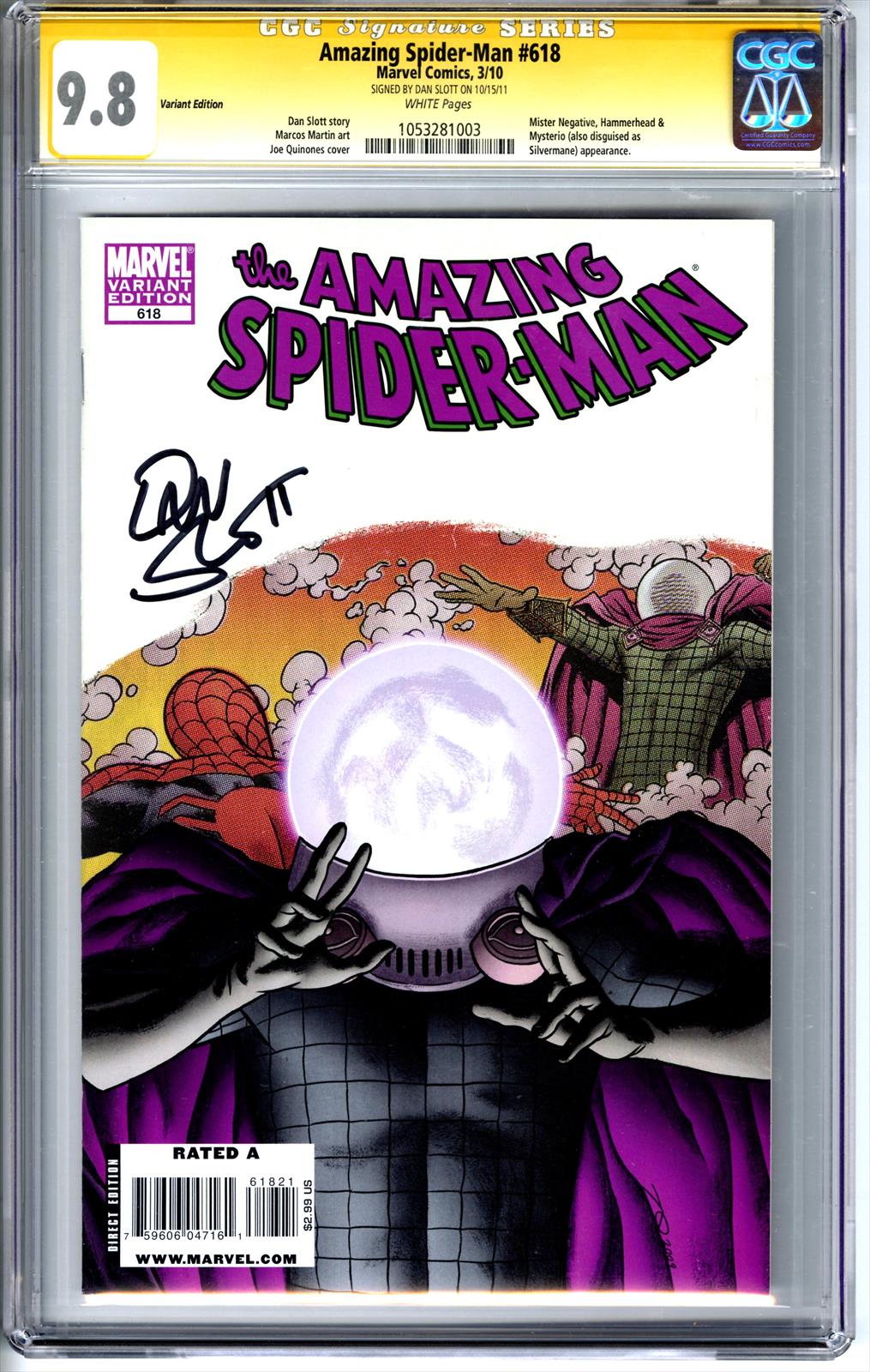 Amazing Spiderman #618 CGC 9.8 Signature Series Signed by Dan Slott 