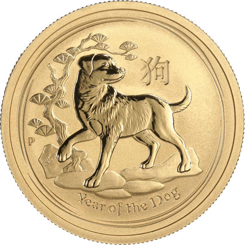 Perth Mint 2018 Lunar Year of the Dog 1/2oz .9999 Fine Gold Coin 