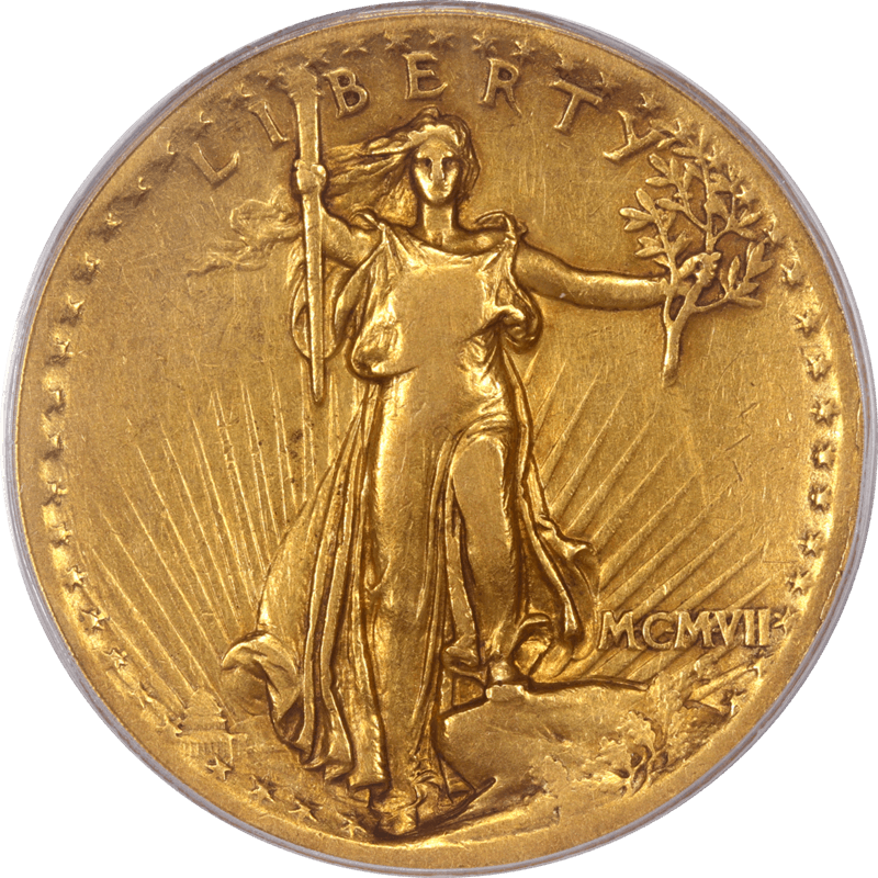 1907 St. Gaudens $20 Gold Double Eagle PCGS VF25 High Relief-Flat Edge 