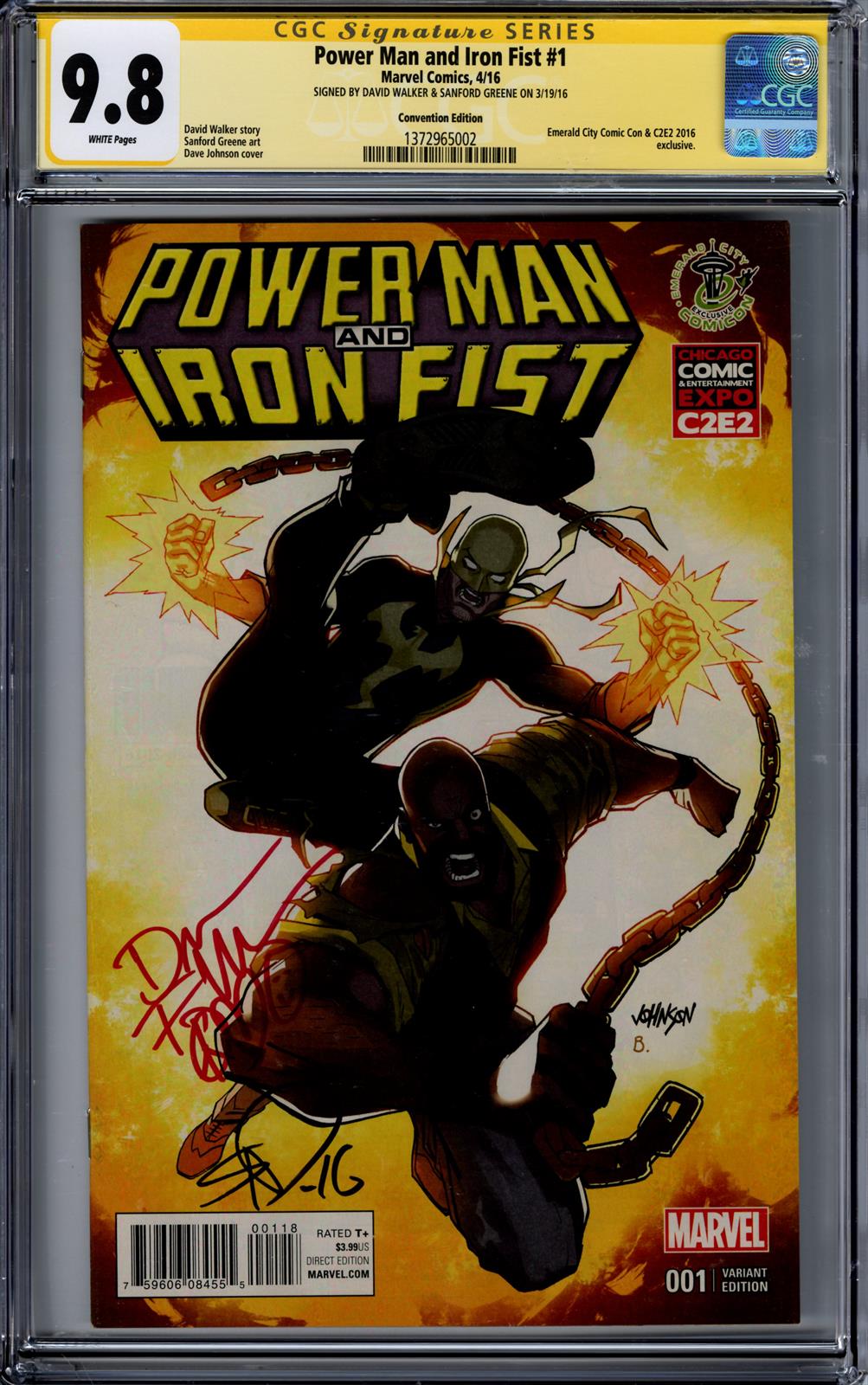 Power Man and Iron Fist #1 CGC Signature Series 9.8 (Marvel, 2016) Signed David Walker & Sandford Greene  