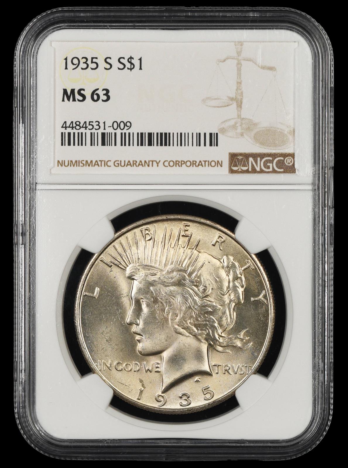 1935 S $1 NGC MS 63