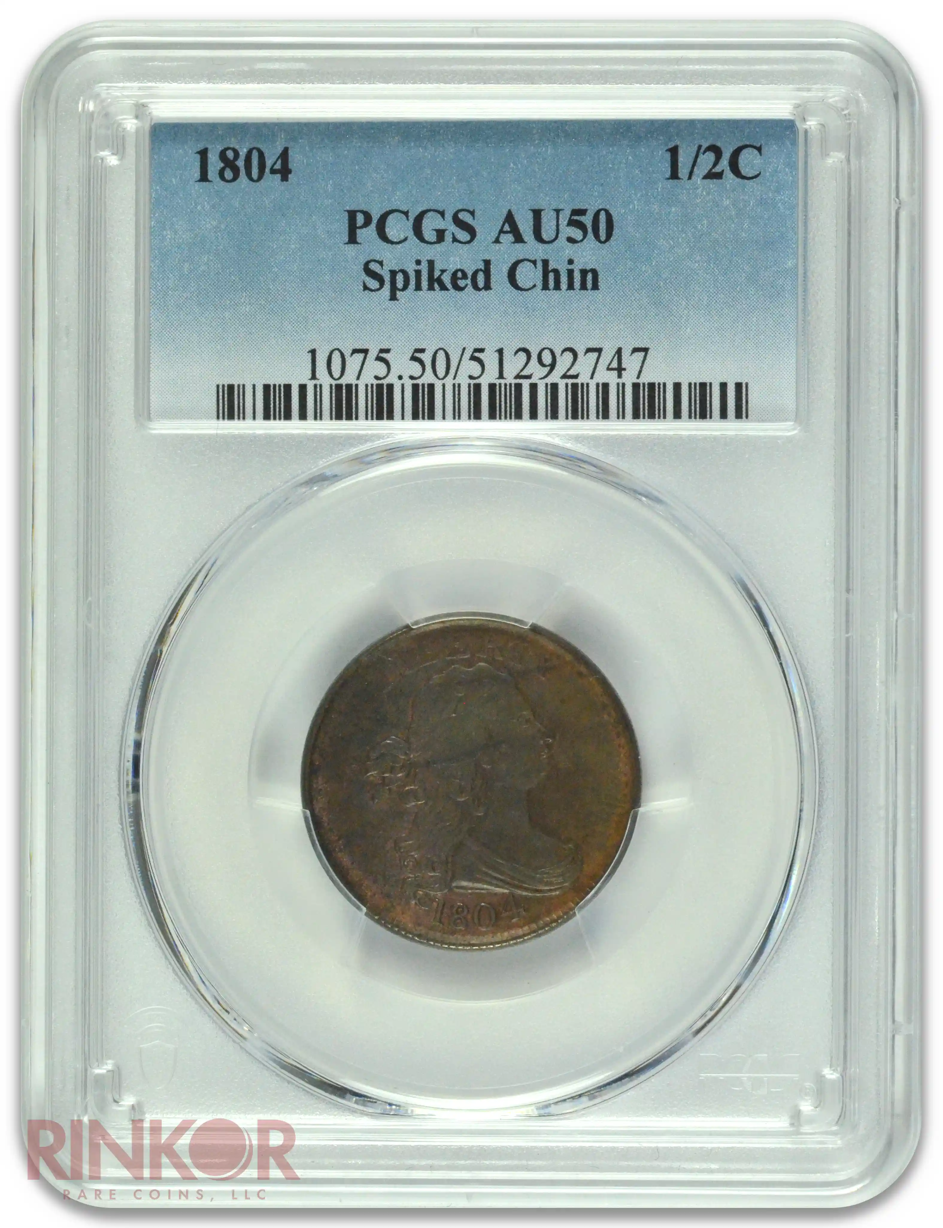 1804 Spiked Chin Draped Bust PCGS AU-50