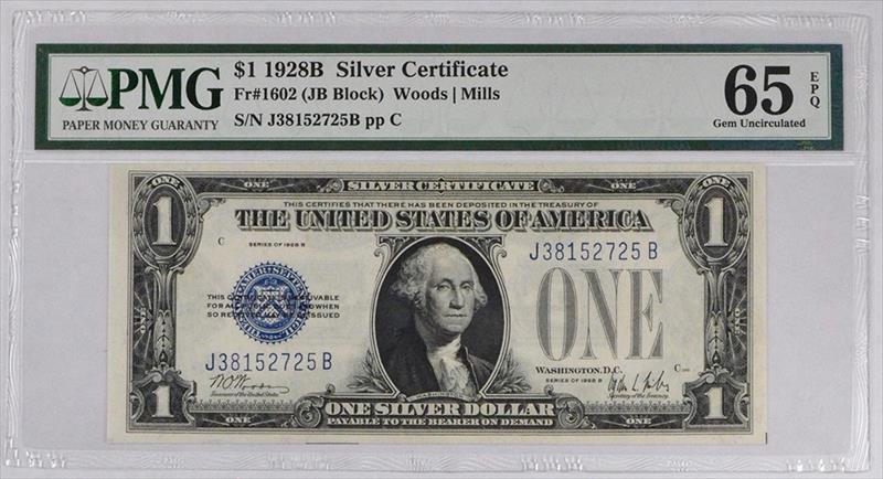 1928B $1 Fr. 1602 Silver Certificate PMG CU 65 EPQ