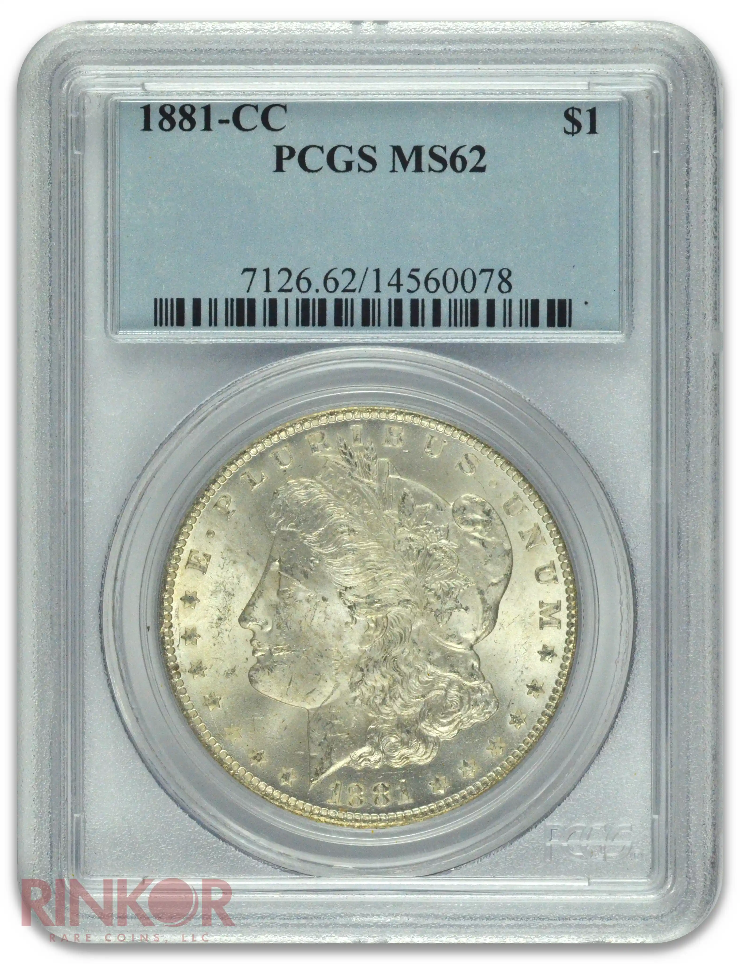 1881-CC $1 Morgan Dollar PCGS MS 62