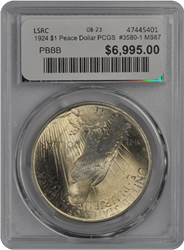 1924 $1 Peace Dollar PCGS  #3580-1 MS67