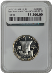 1950 Franklin Half Dollar NGC (99) PF 66