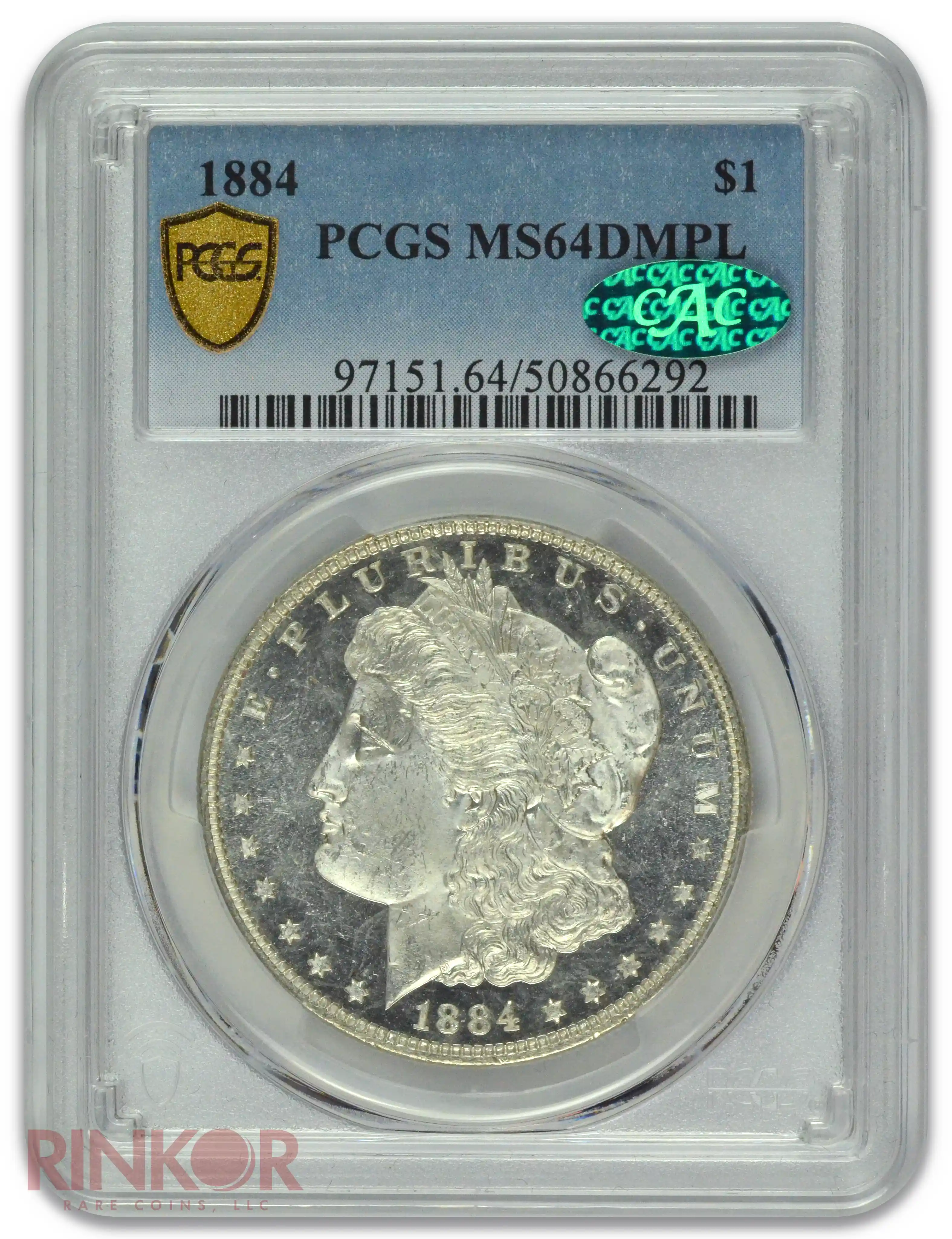 1884 $1 Morgan Dollar PCGS MS 64 DMPL CAC
