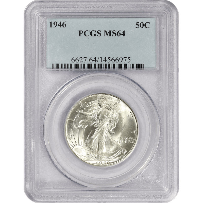 1946 Walking Liberty Half Dollar 50c, PCGS MS 64 - Nice White Coin
