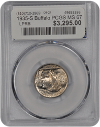 1935-S Buffalo PCGS MS 67