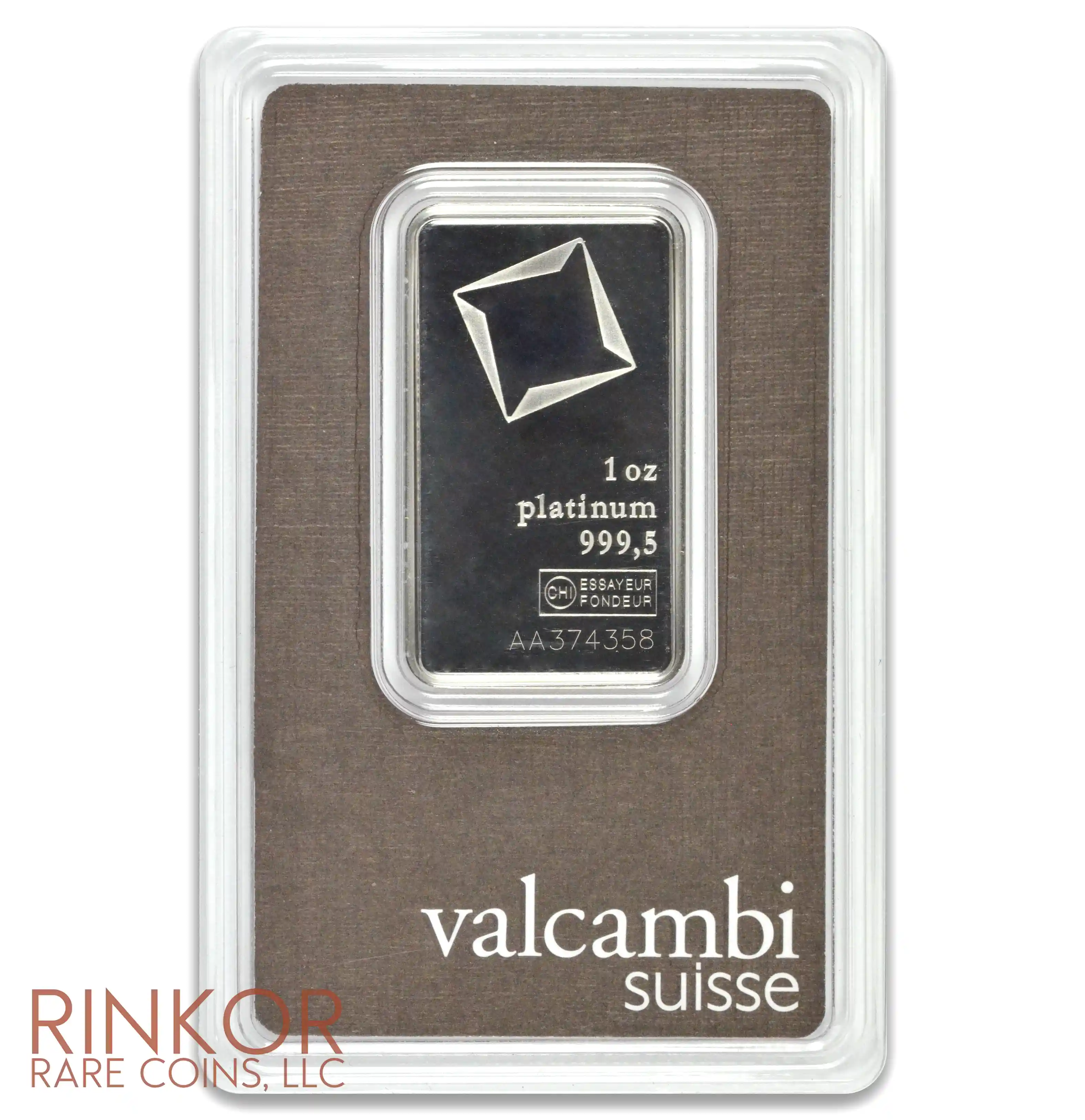 1oz Valcambi Platinum Bar (Carded)