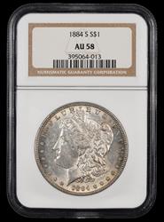 1884 S $1 NGC  AU58