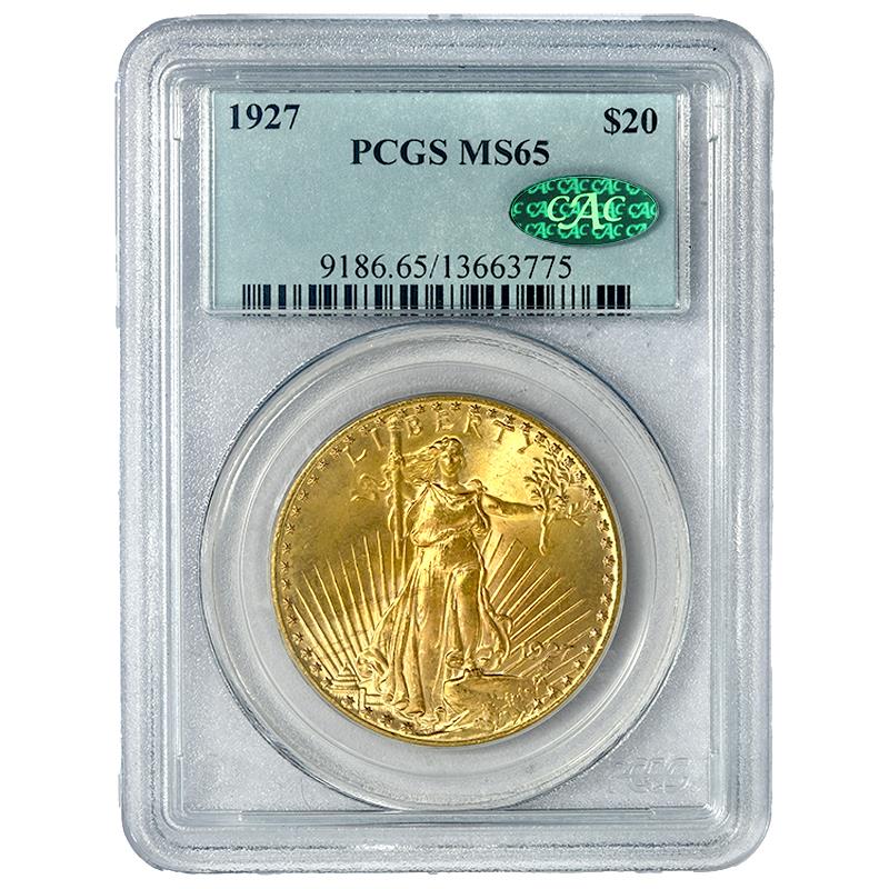 1927 $20 ST GAUD PCGS MS65 MS65- CAC Certified