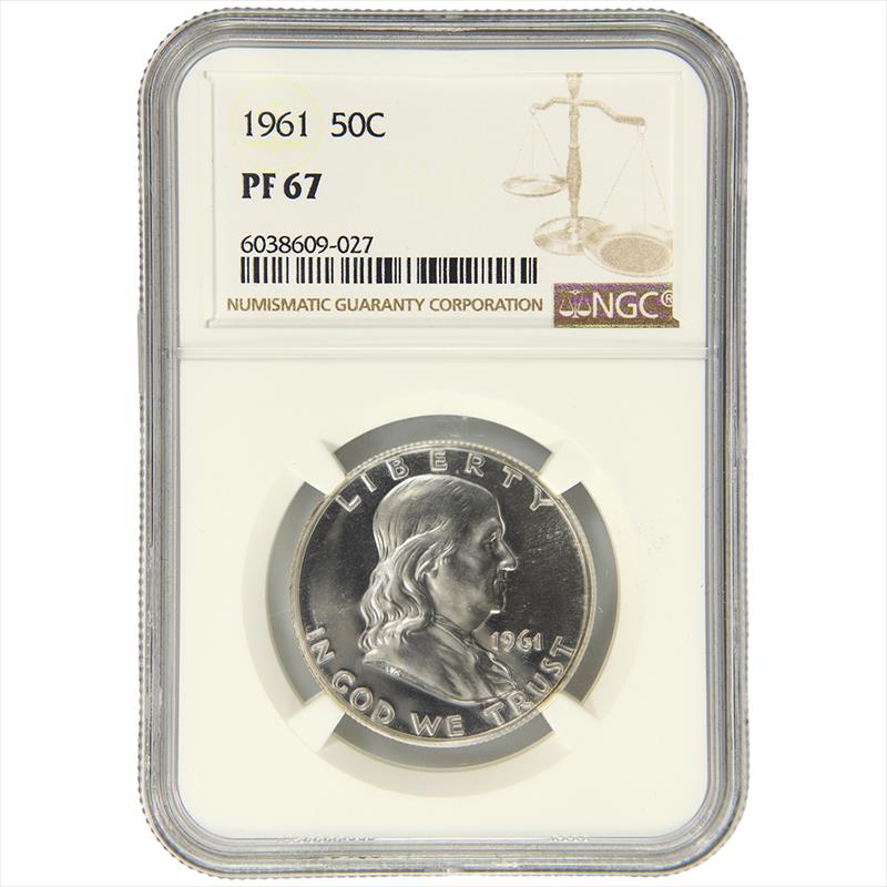 1961 Franklin Half Dollar 50c, NGC PR 67 PQ+
