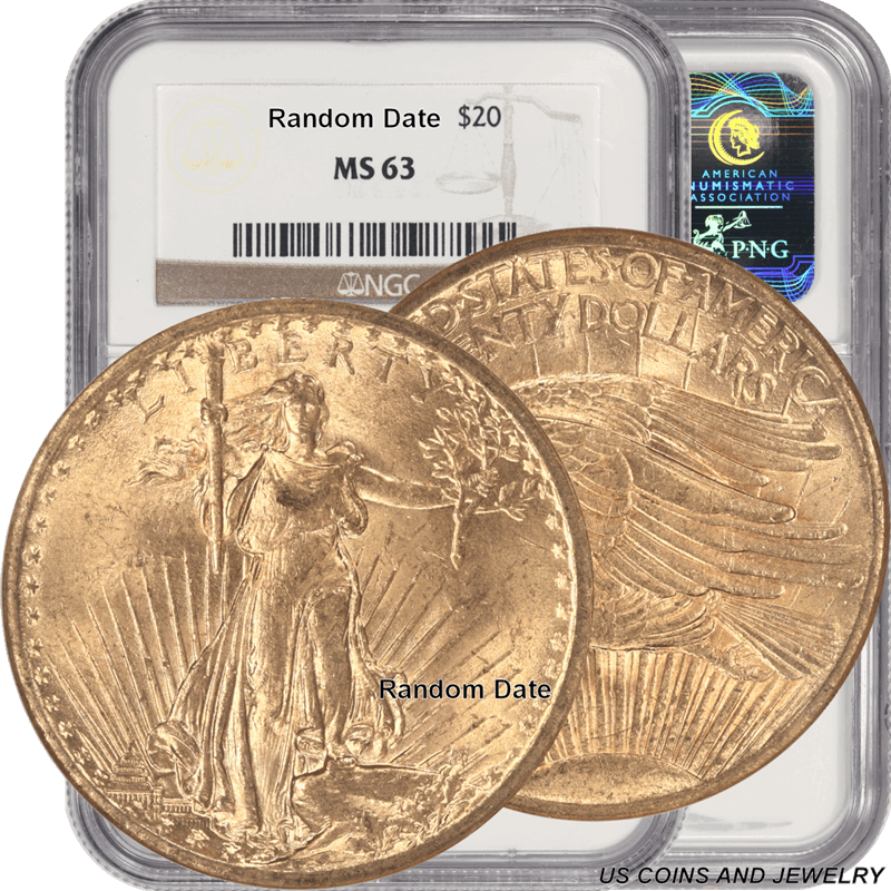 ST GAUDENS $20 Gold Double Eagle Graded  MS 63