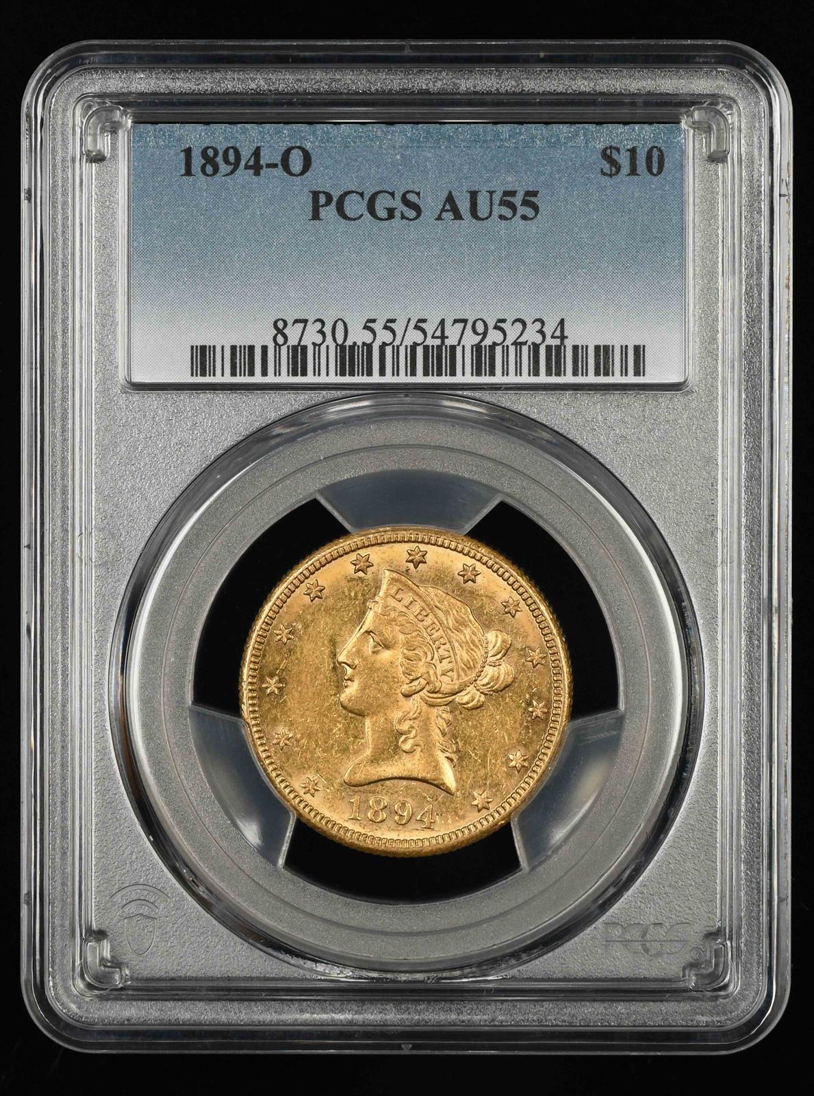 1894 O $10 Gold PCGS AU 55