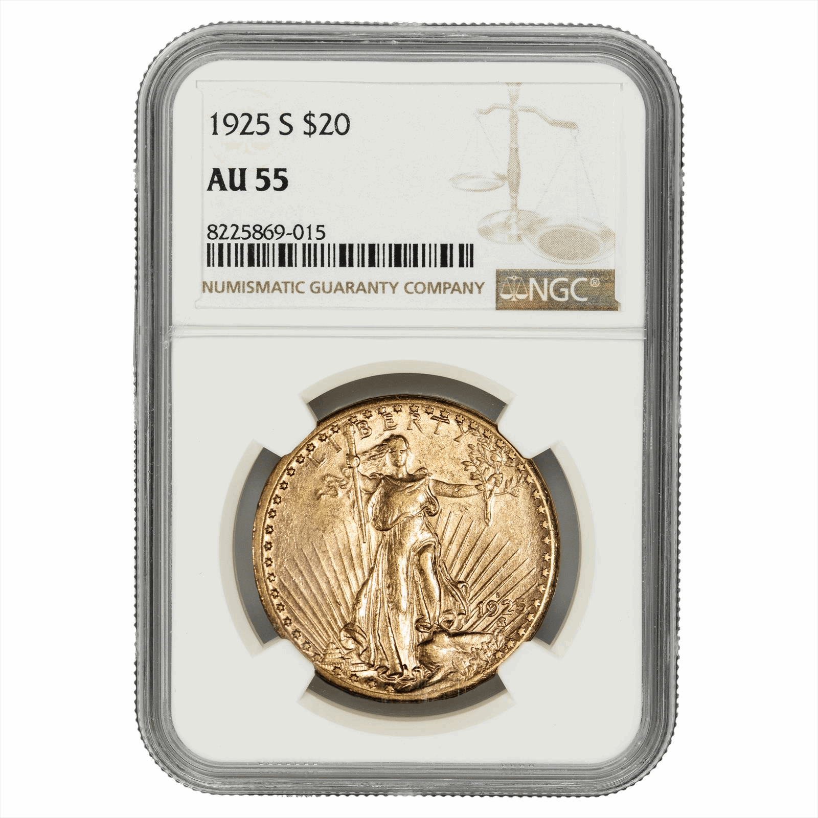 1925-S St. Gaudens Gold Double Eagle $20 NGC AU 55