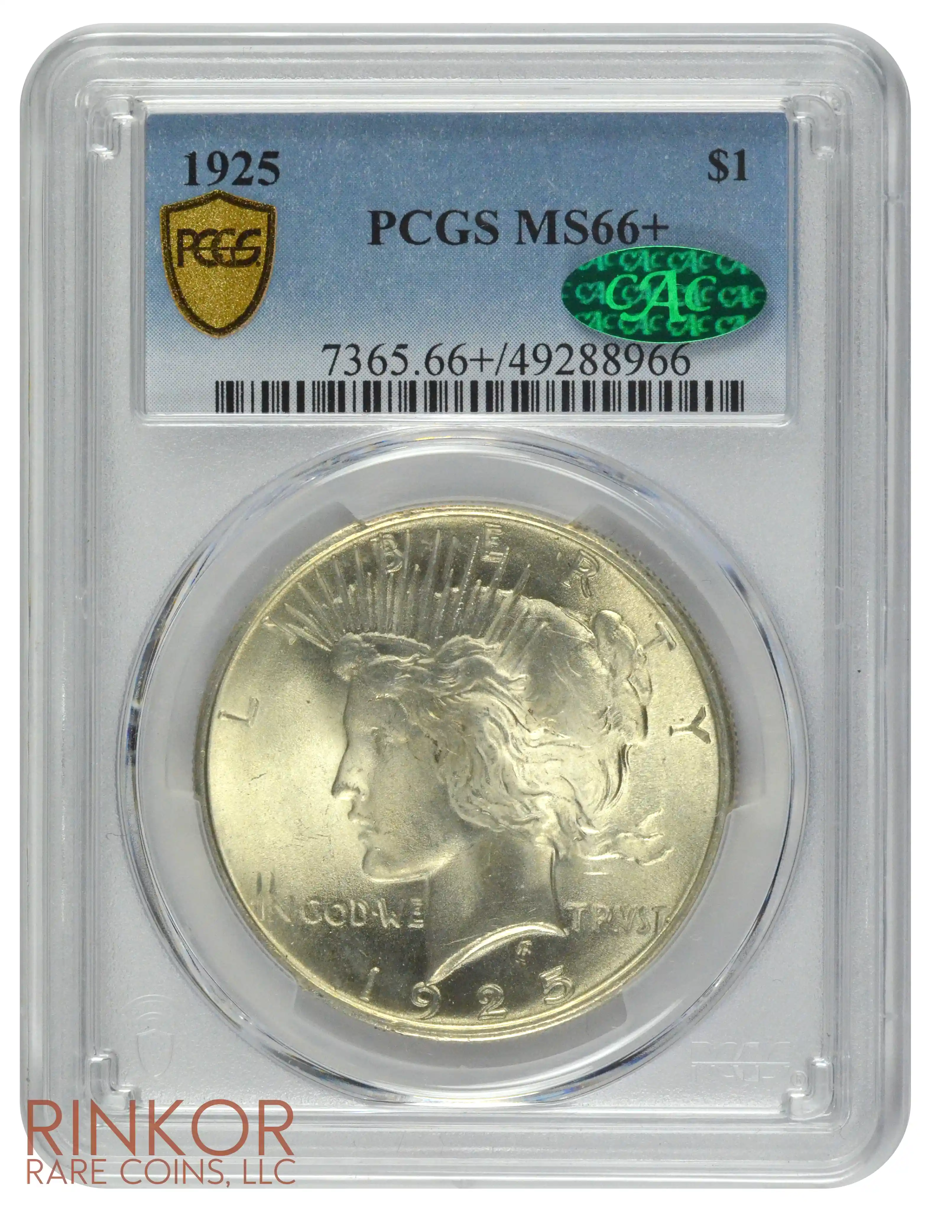 1925 $1 PCGS MS 66+ CAC
