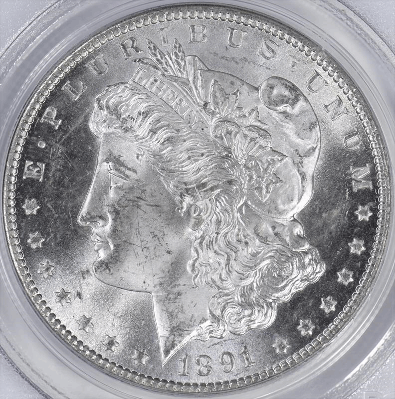 1891-CC $1 PCGS MS 63 CAC OGH