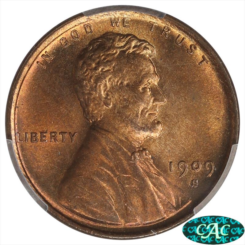 Buy SMALL CENTS COPPER COINS-1909-S VDB Lincoln Cent PCGS MS65RB CAC ...