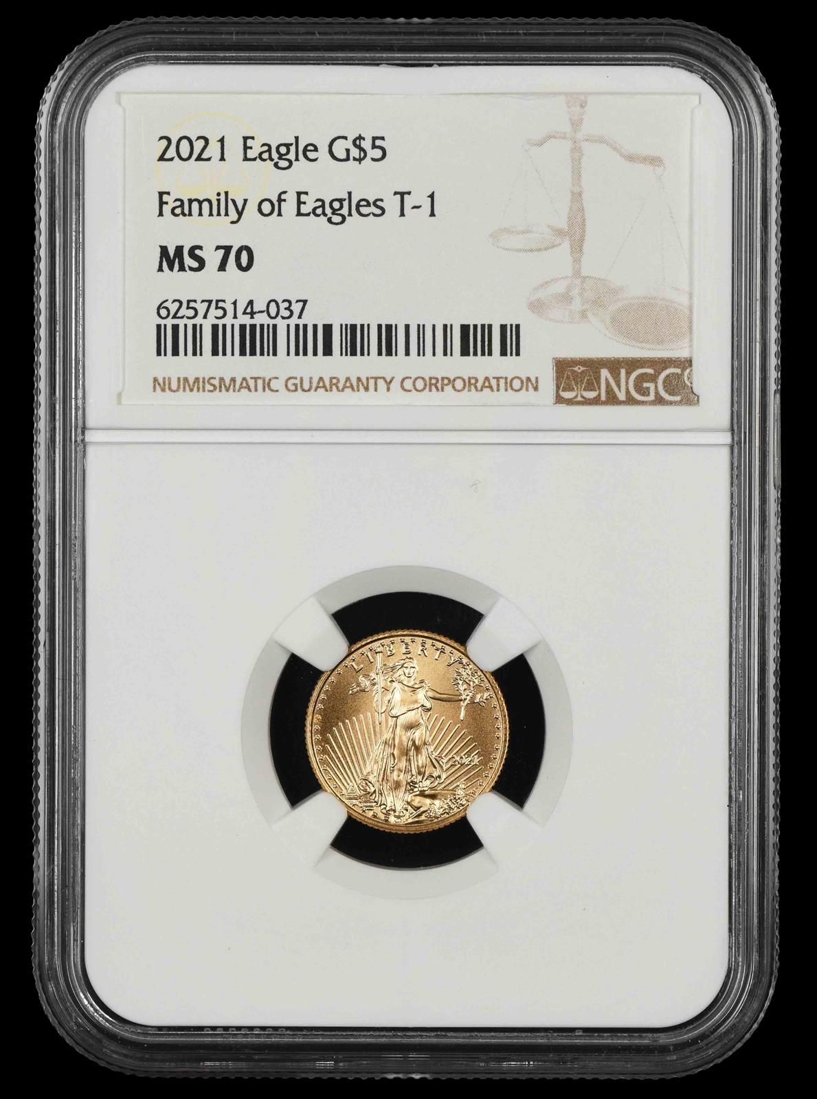 2021 Eagle Family Of Eagles T-1 G$5 NGC MS 70