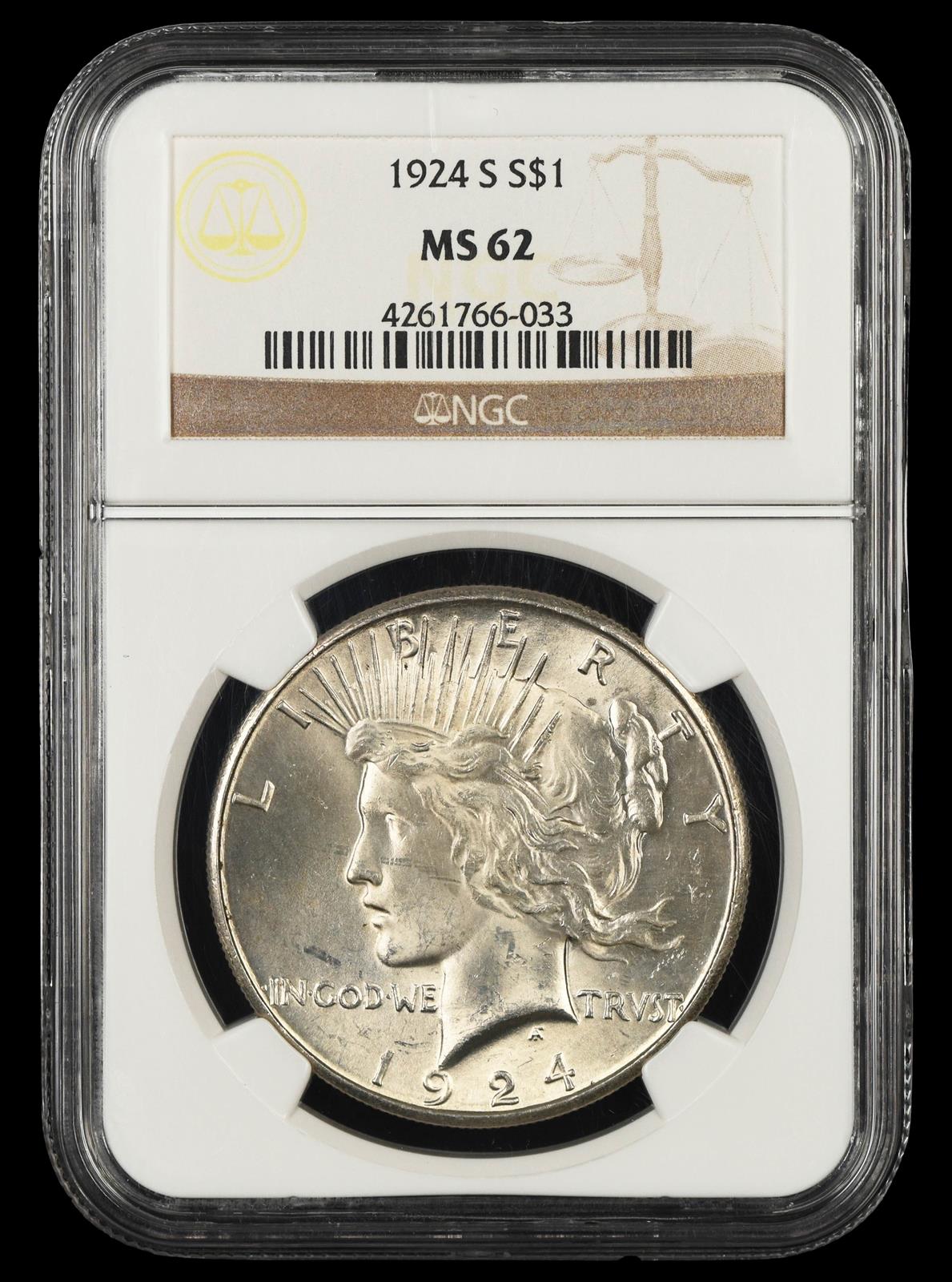1924 S $1 NGC MS62