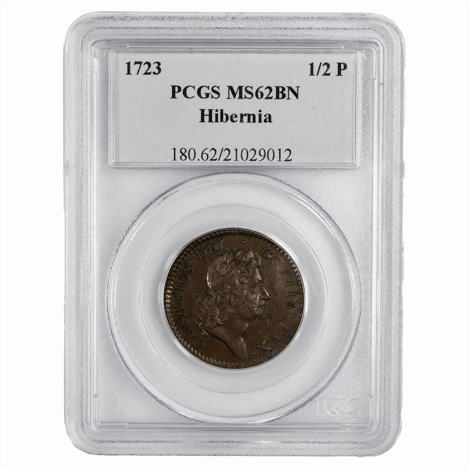 1723 Ireland Half Penny 1/2P King George I Hibernia - PCGS MS62 BN