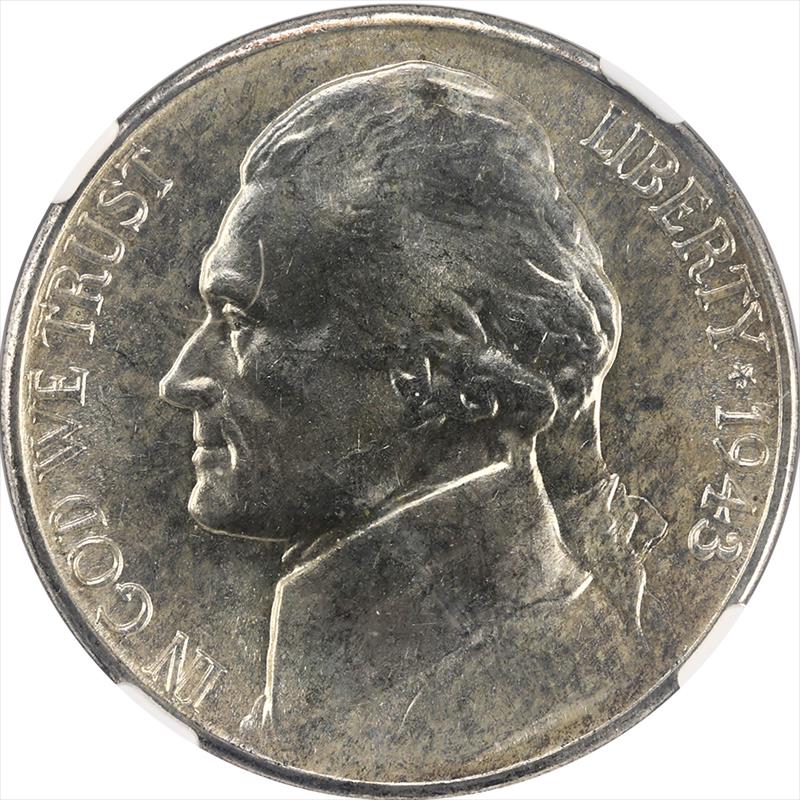 1943-S Jefferson Nickel 5C NGC MS 66 - Nice Lustrous Coin