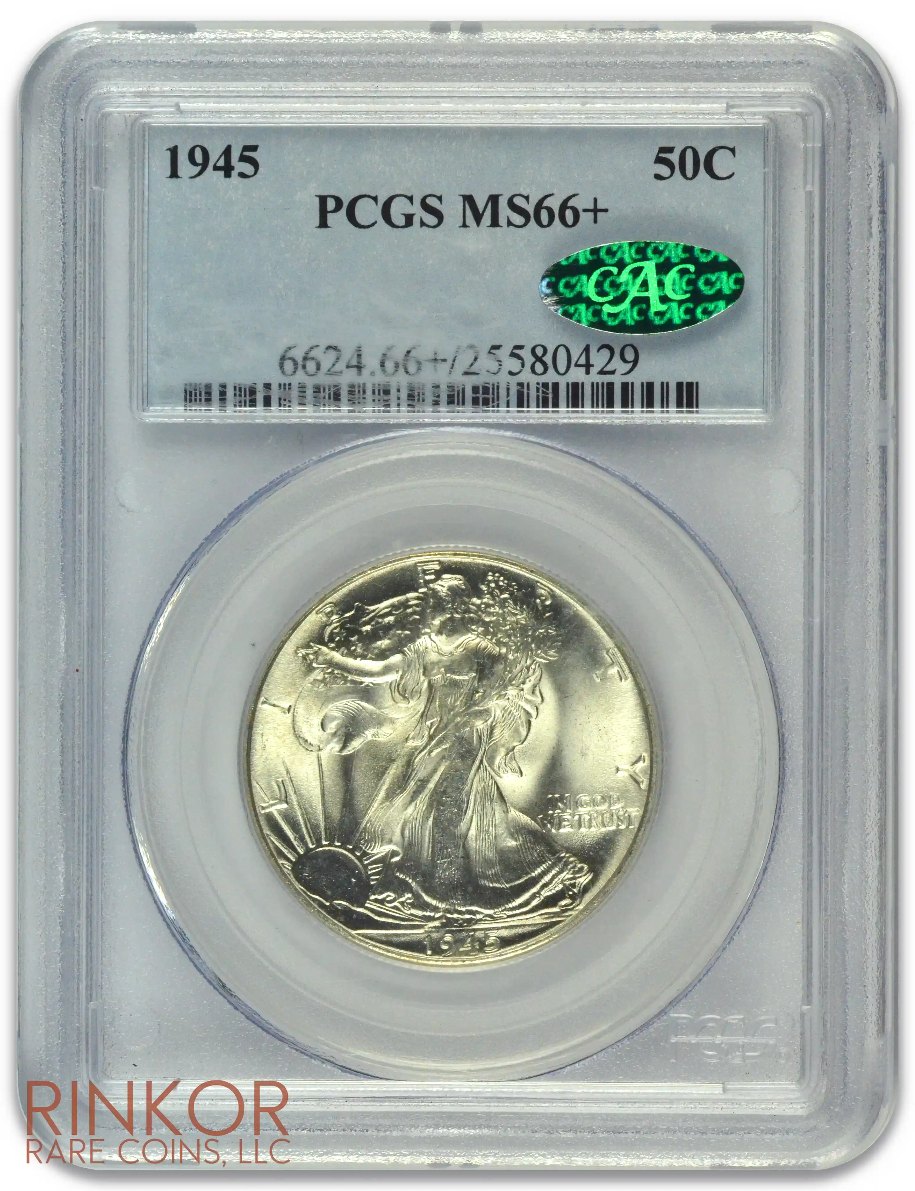 1945 Walking Liberty PCGS MS 66+ CAC