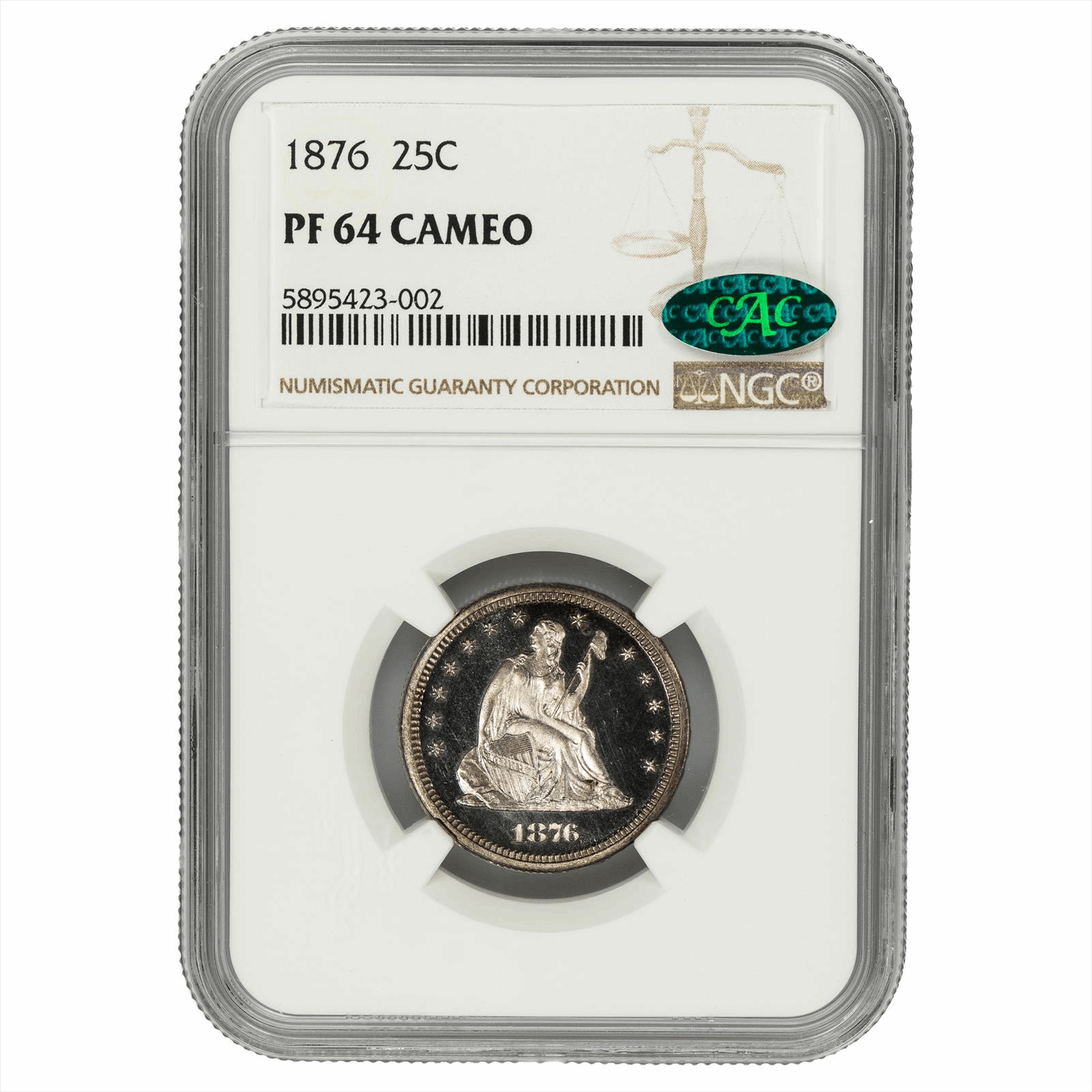 1876 Seated Liberty Quarter 25C NGC PF 64 CAM CAC