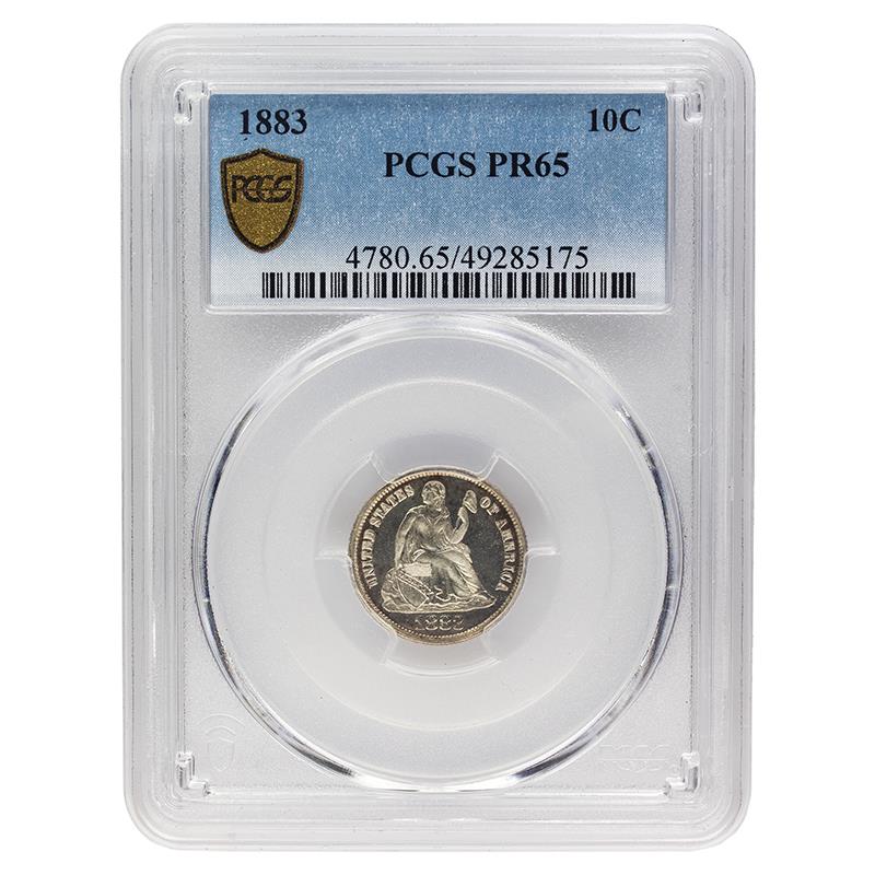 1883 Seated Liberty Dime, 10C PCGS PR 65 