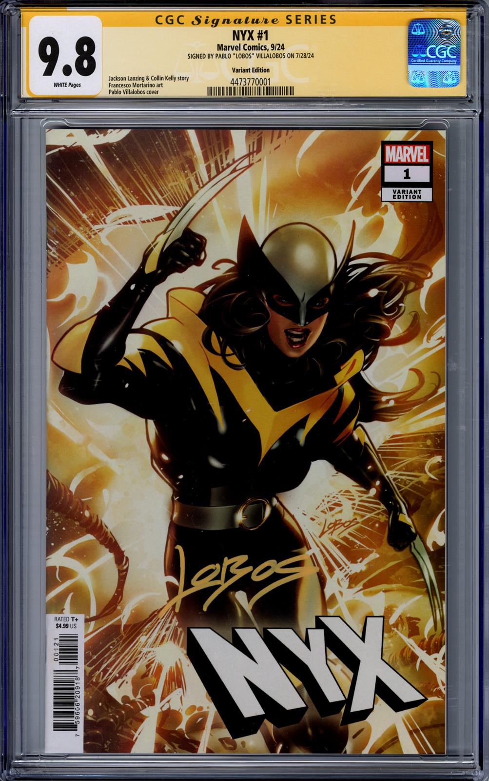 NYX #1 CGC Signature Series 9.8 (Marvel, 2024) Signed by Pablo LOBOS Villalobos 
