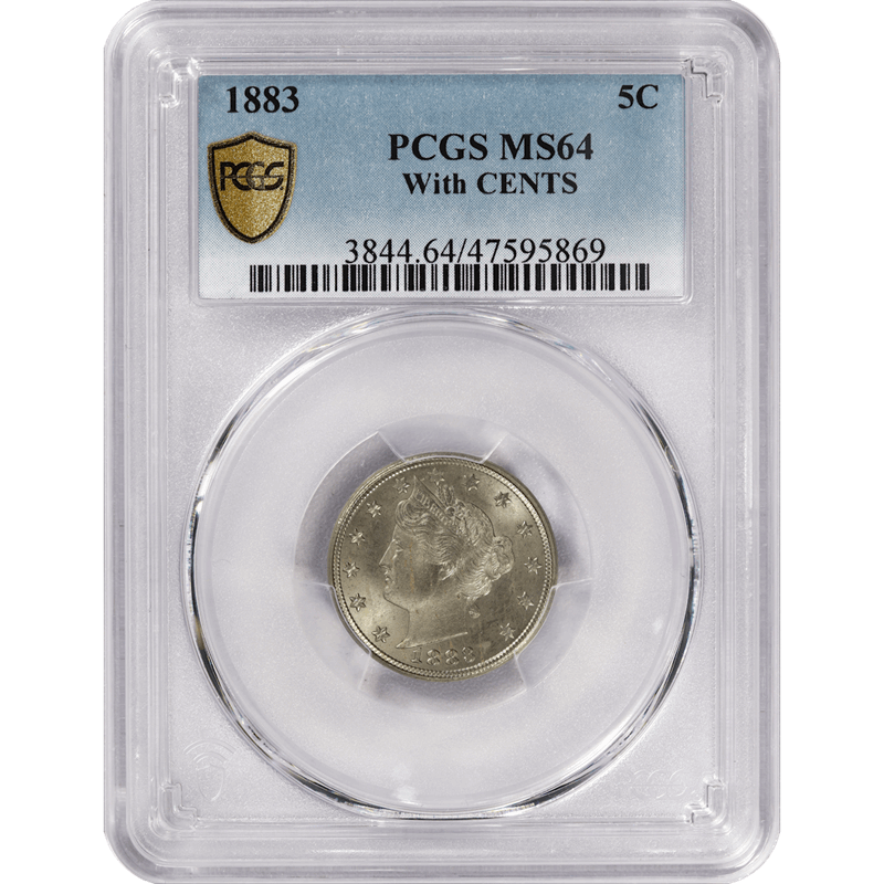 1883 Liberty or V-Nickel 5c, PCGS MS 64 - With Cents