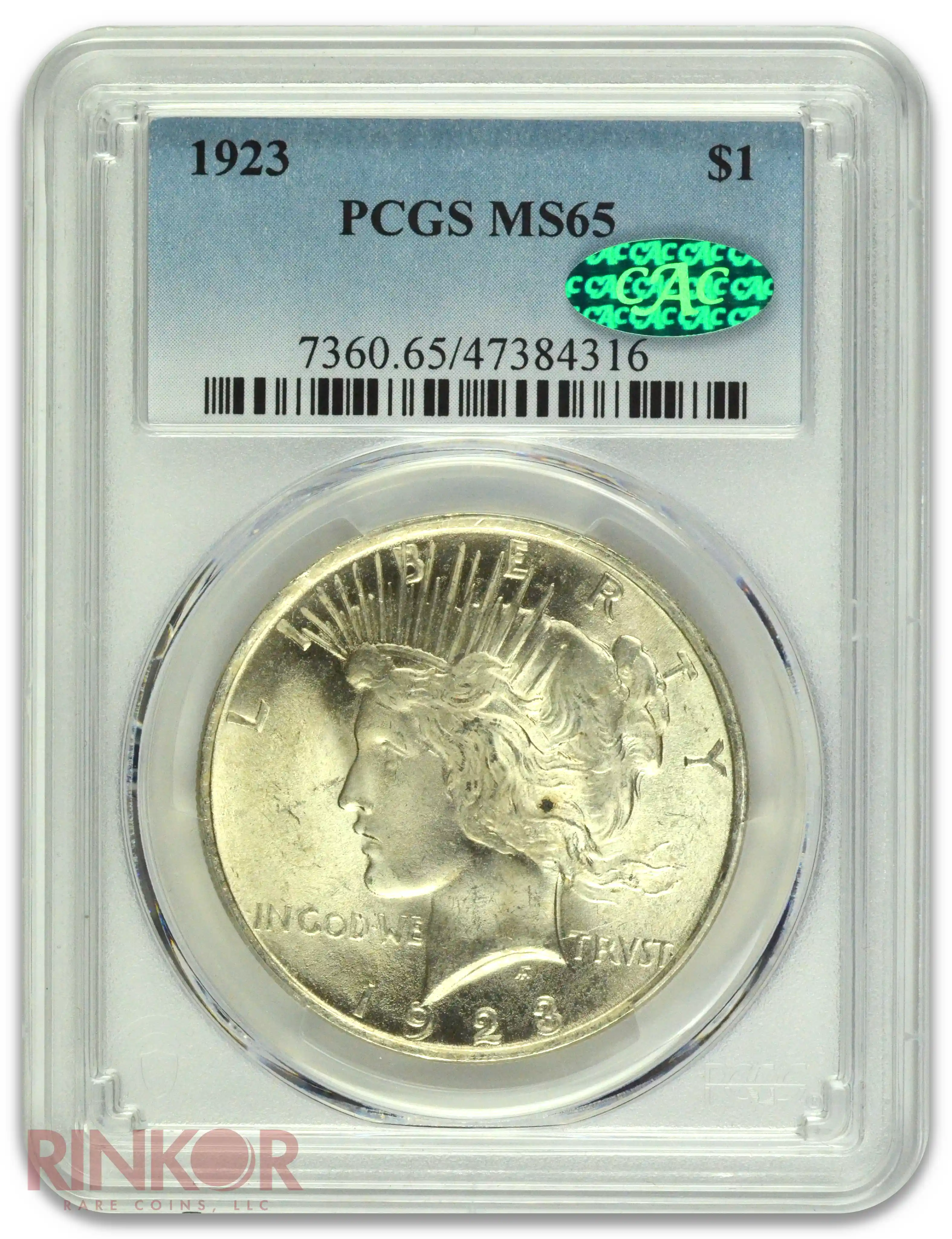 1923 $1 Peace Dollar PCGS MS 65 CAC