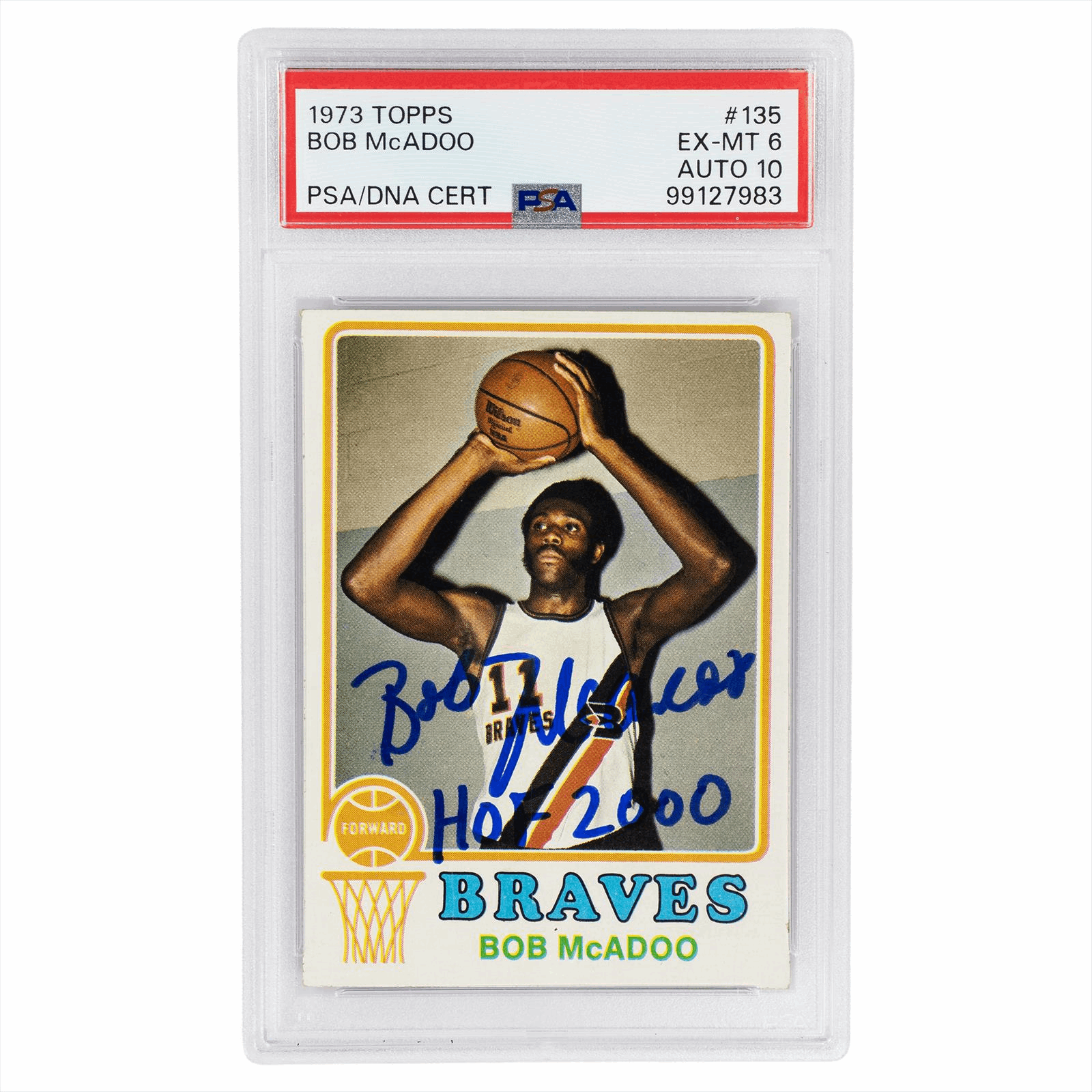 1973 Topps Bob McAdoo #135 PSA/DNA EX-MT 6 AUTO 10 Cert #99127983